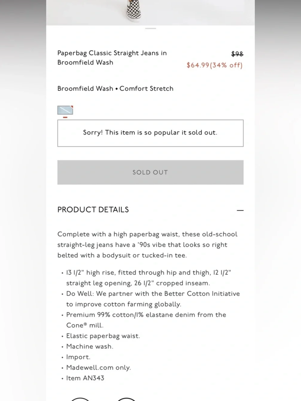 Madewell NWOT❗️Paperwaist Classic Straight Jeans in Broomfield Wash - Picture 2 of 13